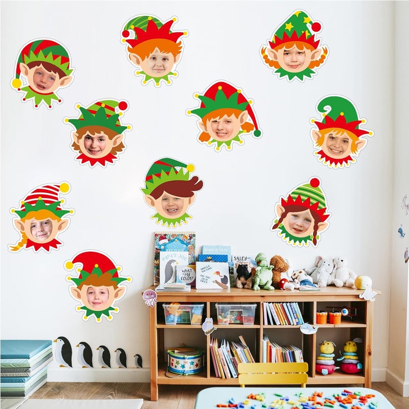 Poen 50 Pieces Christmas Elf Paper Cutouts for Photo Crafts Christmas DIY Elf Cutouts for Bulletin Boards with 100 Pcs Glue Points for Winter Holiday Xmas Home Wall Decor - Image 5